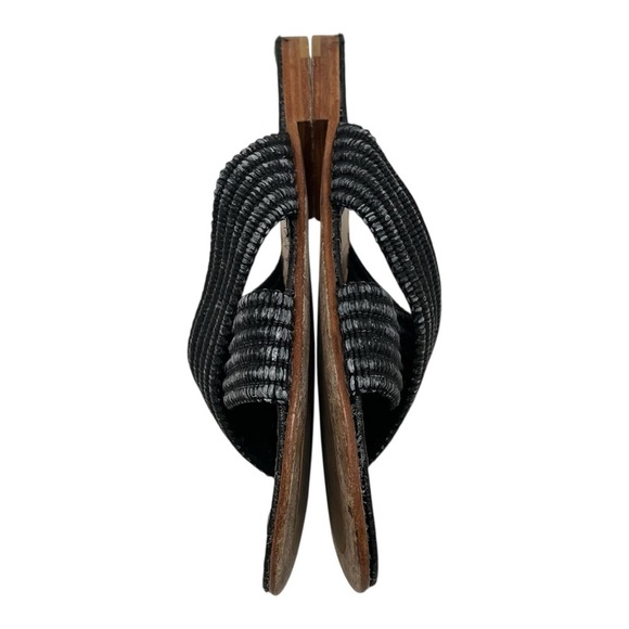 Jenni Kayne Raffia Crossover Black Slip On Casual Slide Sandals Women’s 38 - Picture 12 of 16